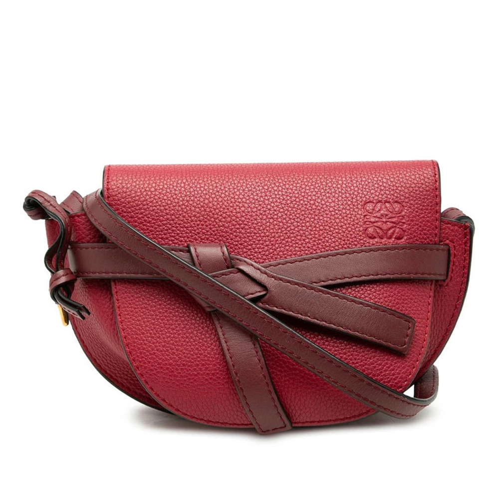 Loewe Anagram Gate Crossbody Bag Red Burgundy Red Leather
